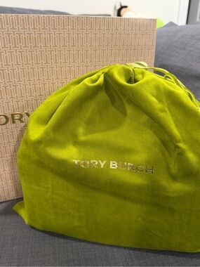 Tory Burch Lime Green Velvet Drawstring Logo Dust Bag
